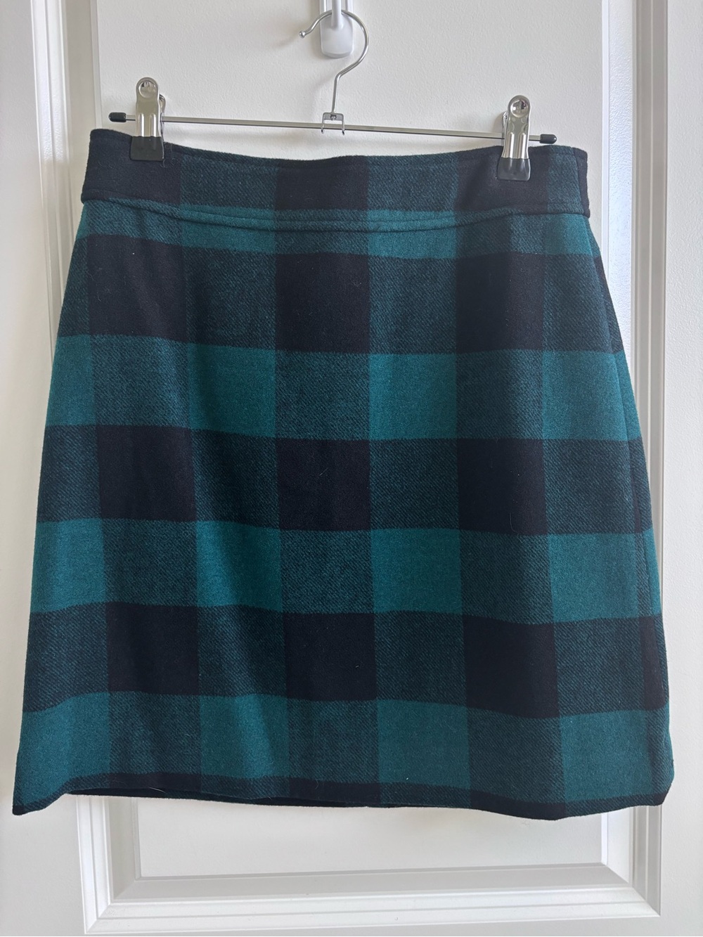 NWT J. Crew Black and Teal Plaid Mini Skirt
